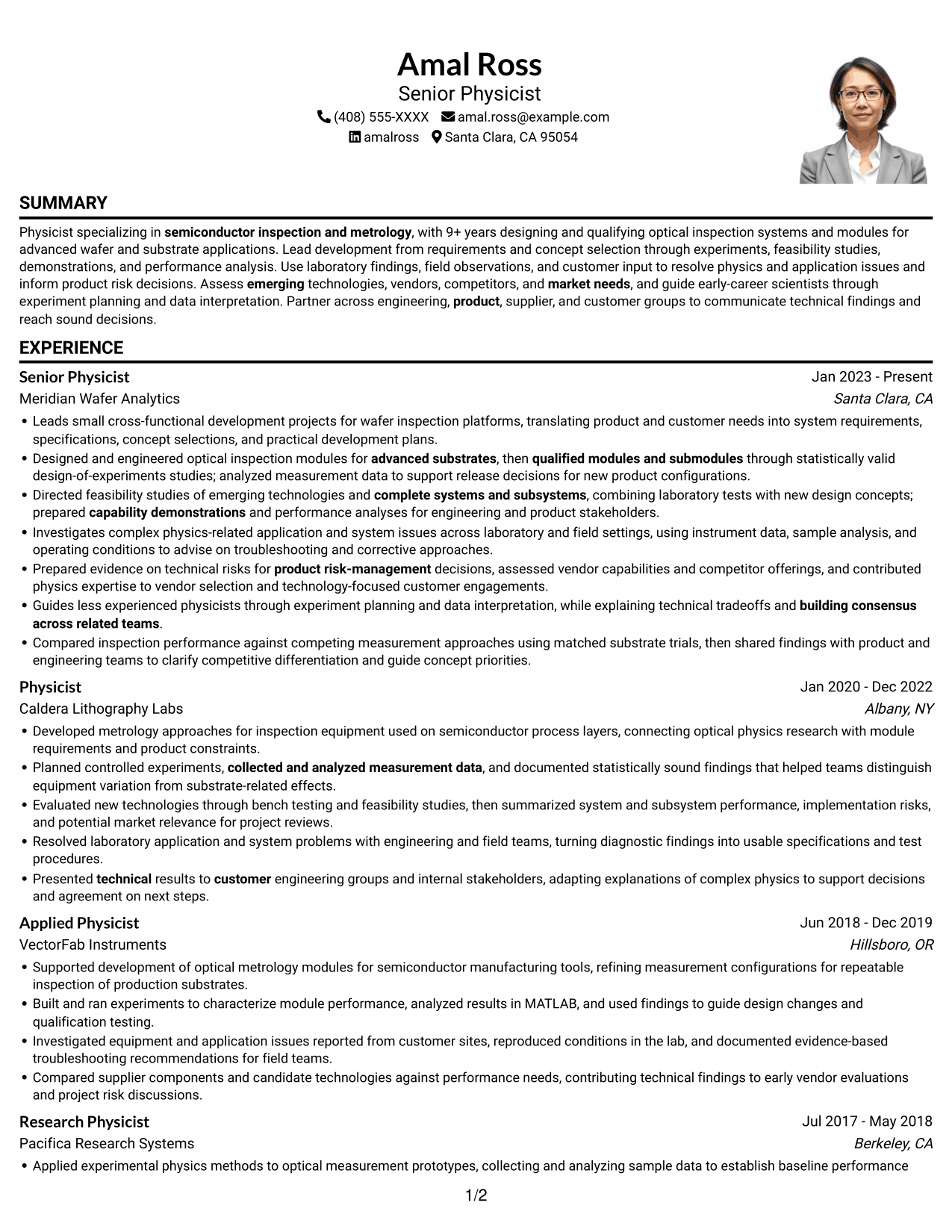 Resume example — page 1