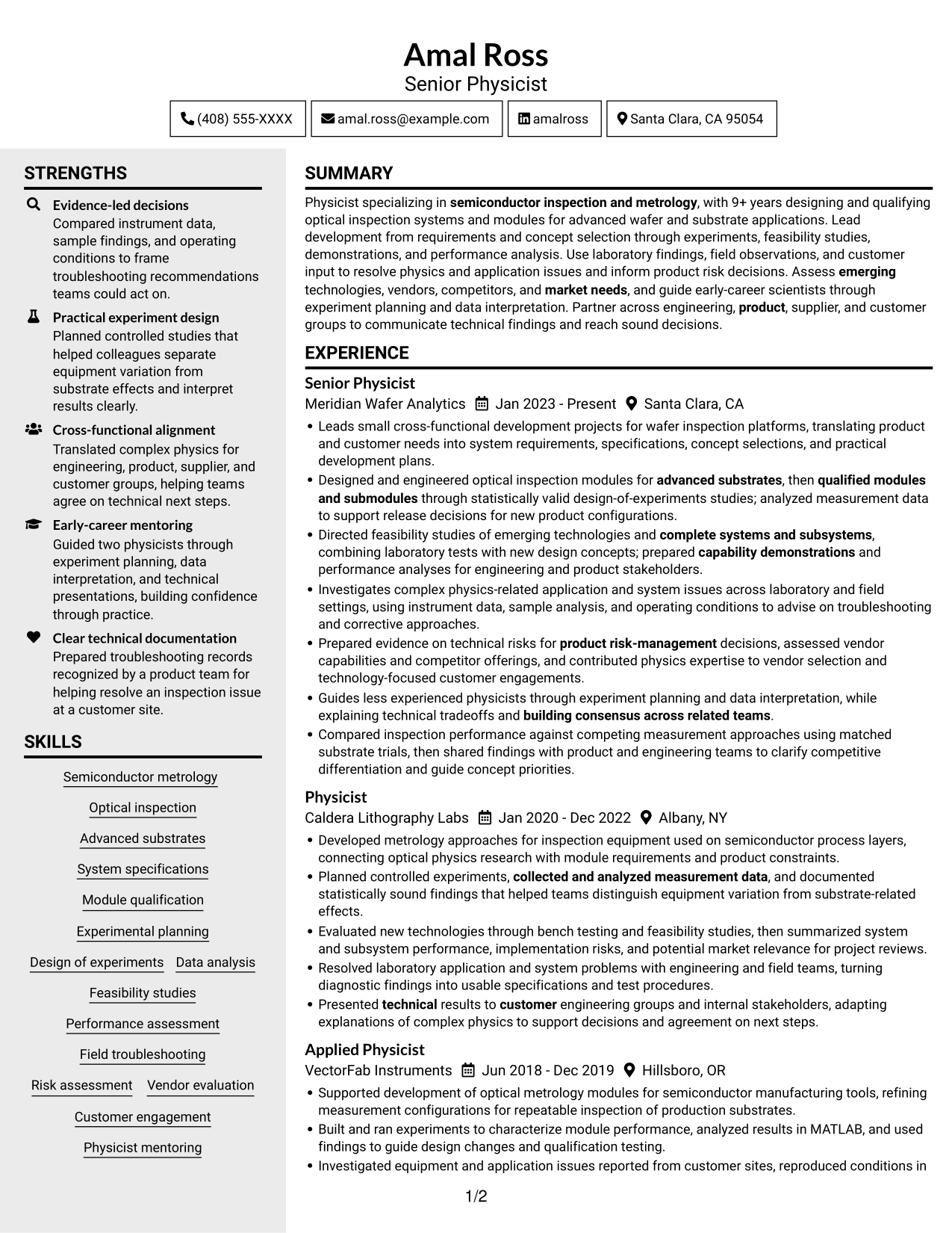 Resume example — page 1