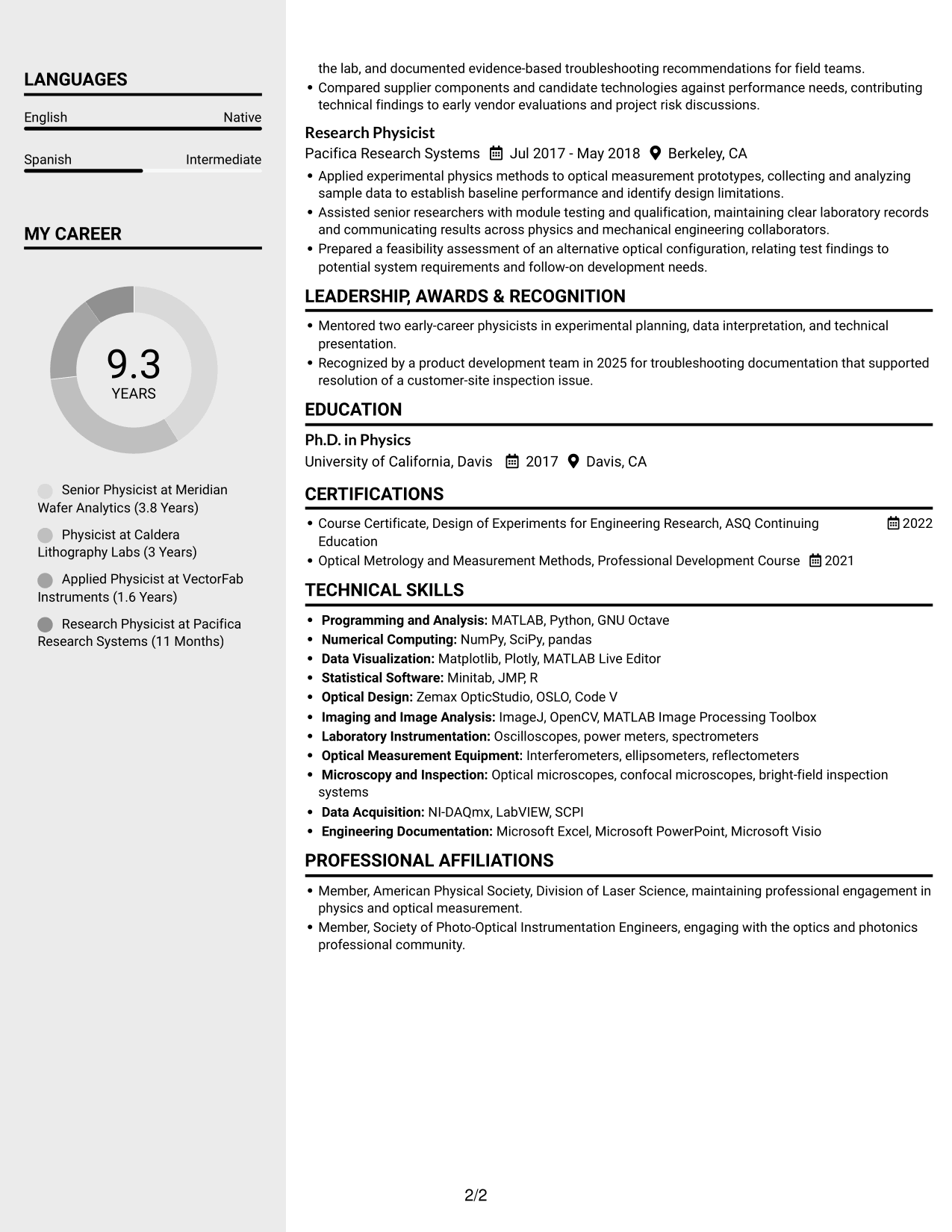 Resume example — page 2