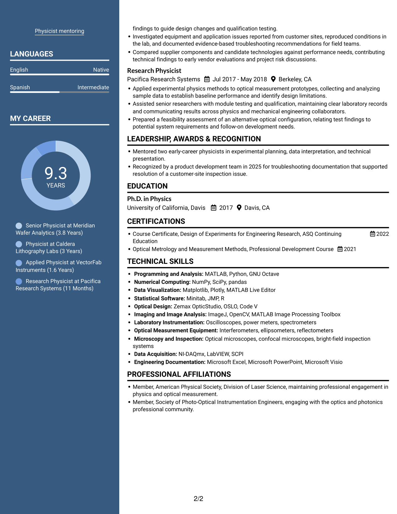 Resume example — page 2