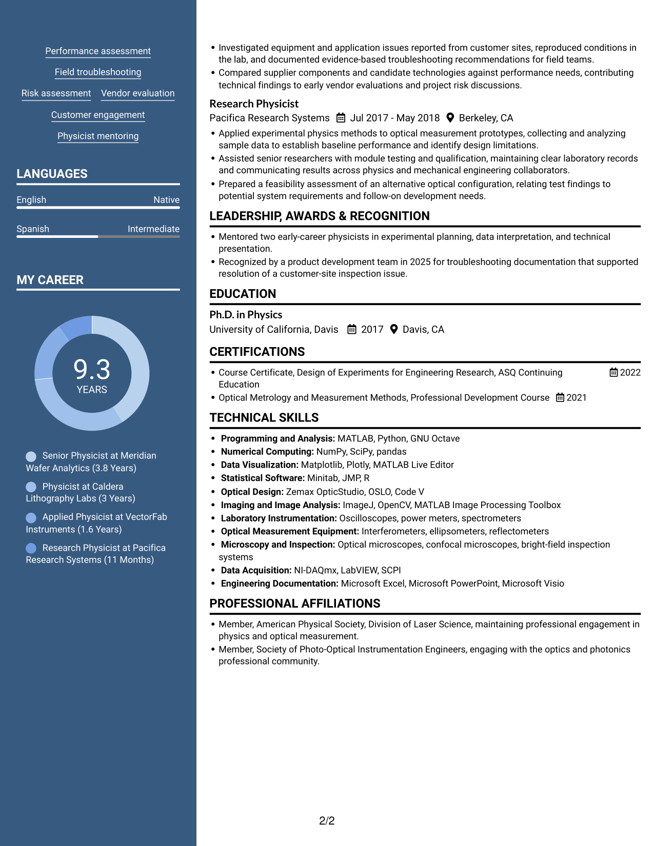 Resume example — page 2