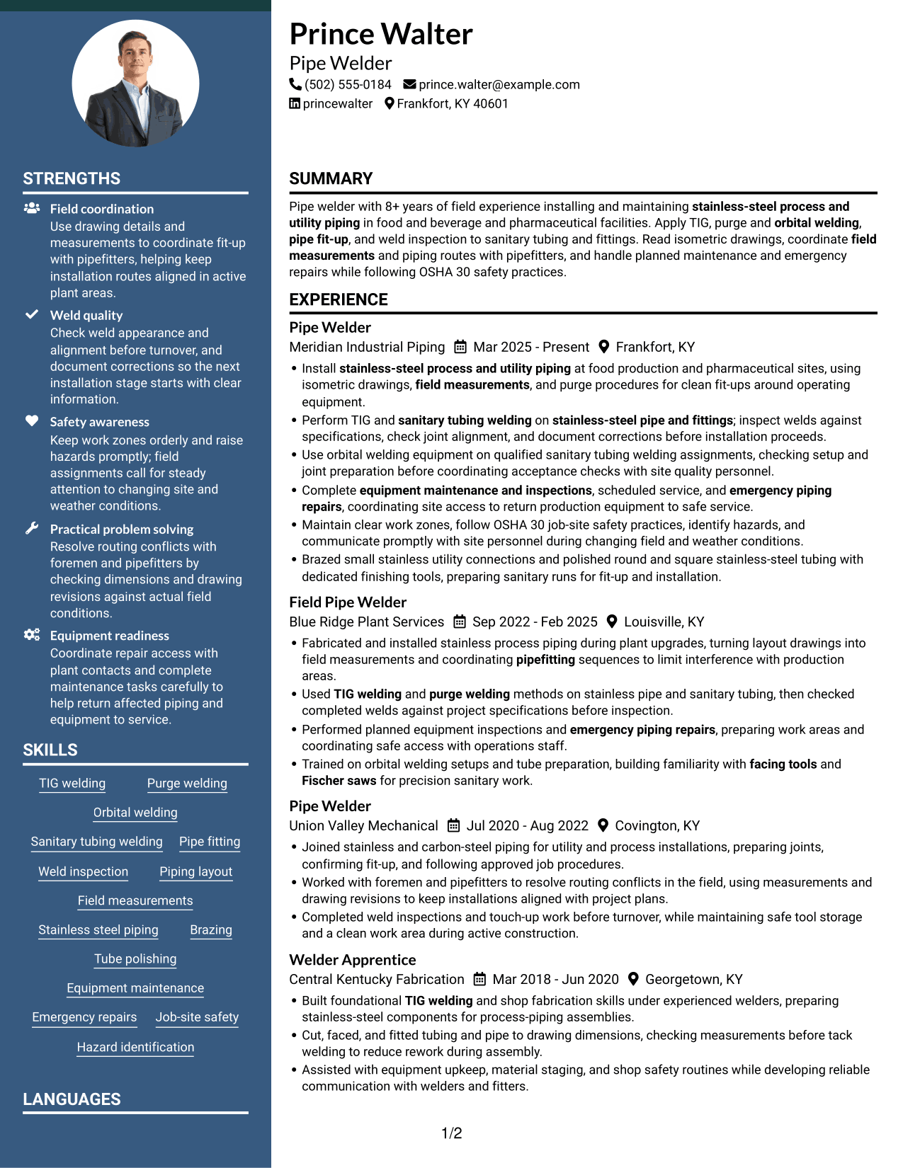 Resume example — page 1