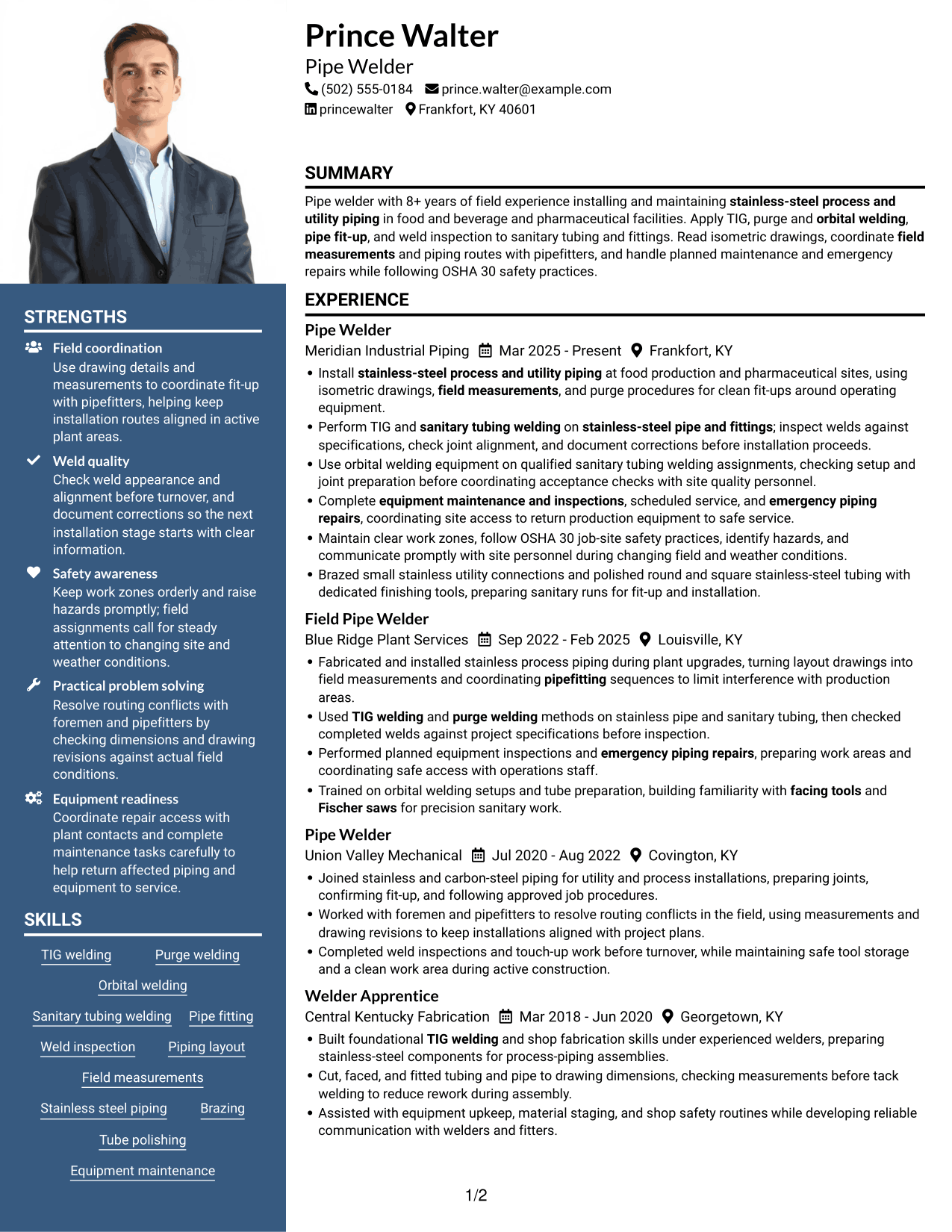 Resume example — page 1