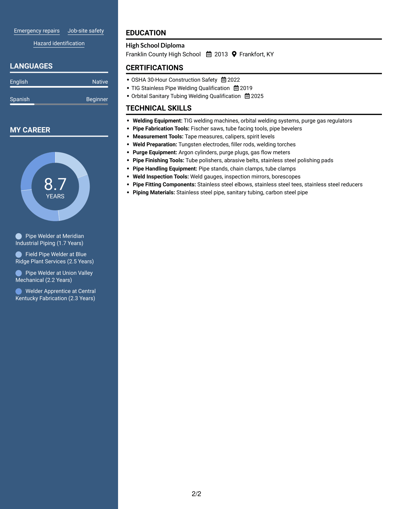 Resume example — page 2