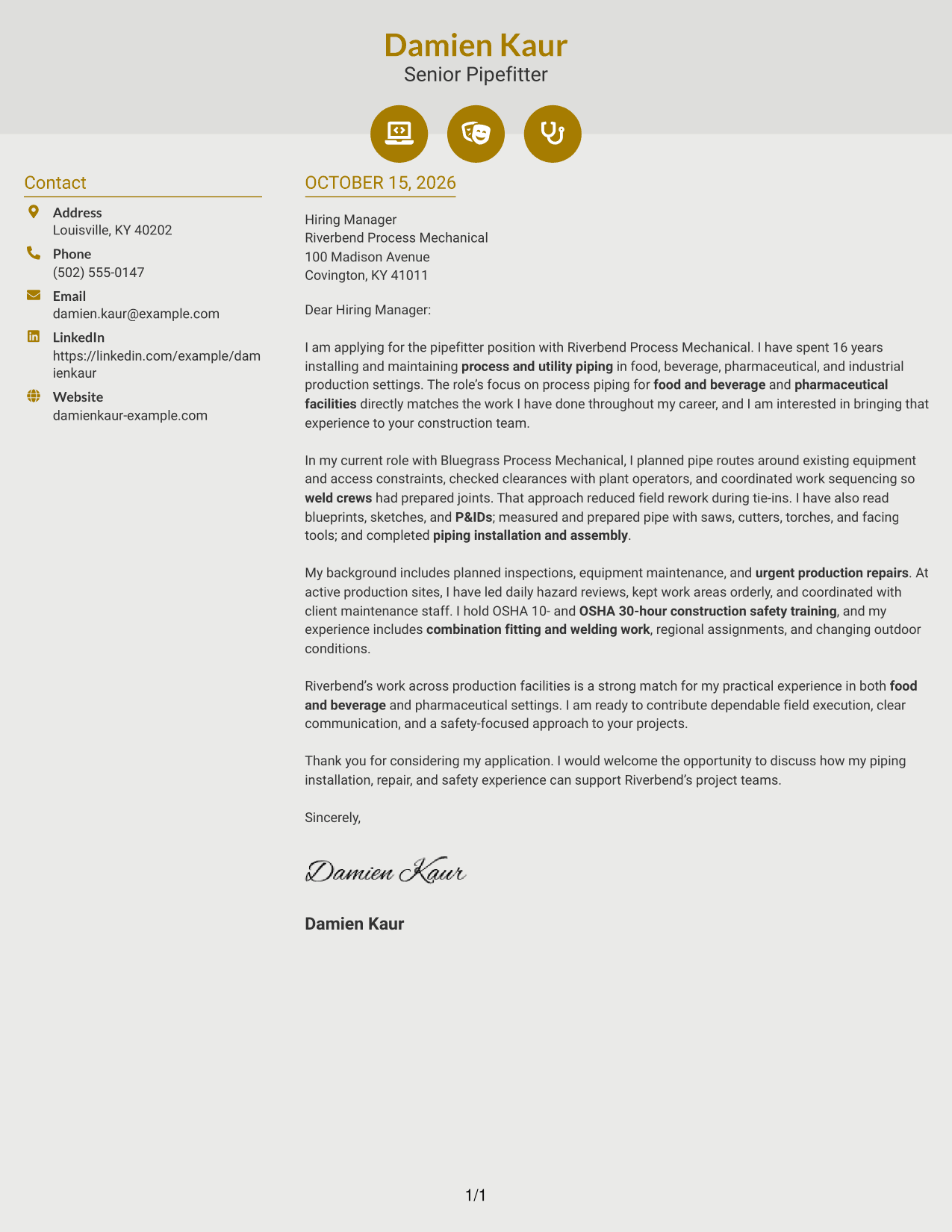 Cover letter example — page 1