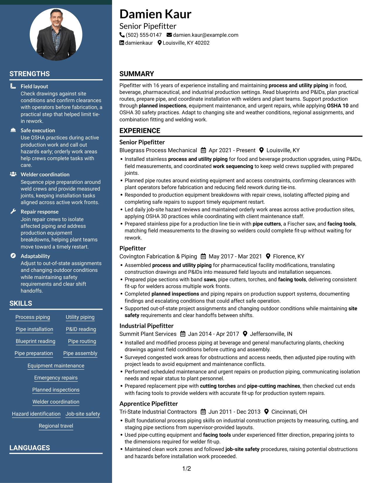 Resume example — page 1