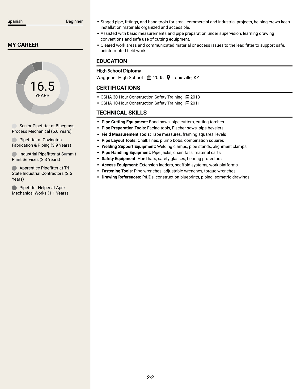 Resume example — page 2