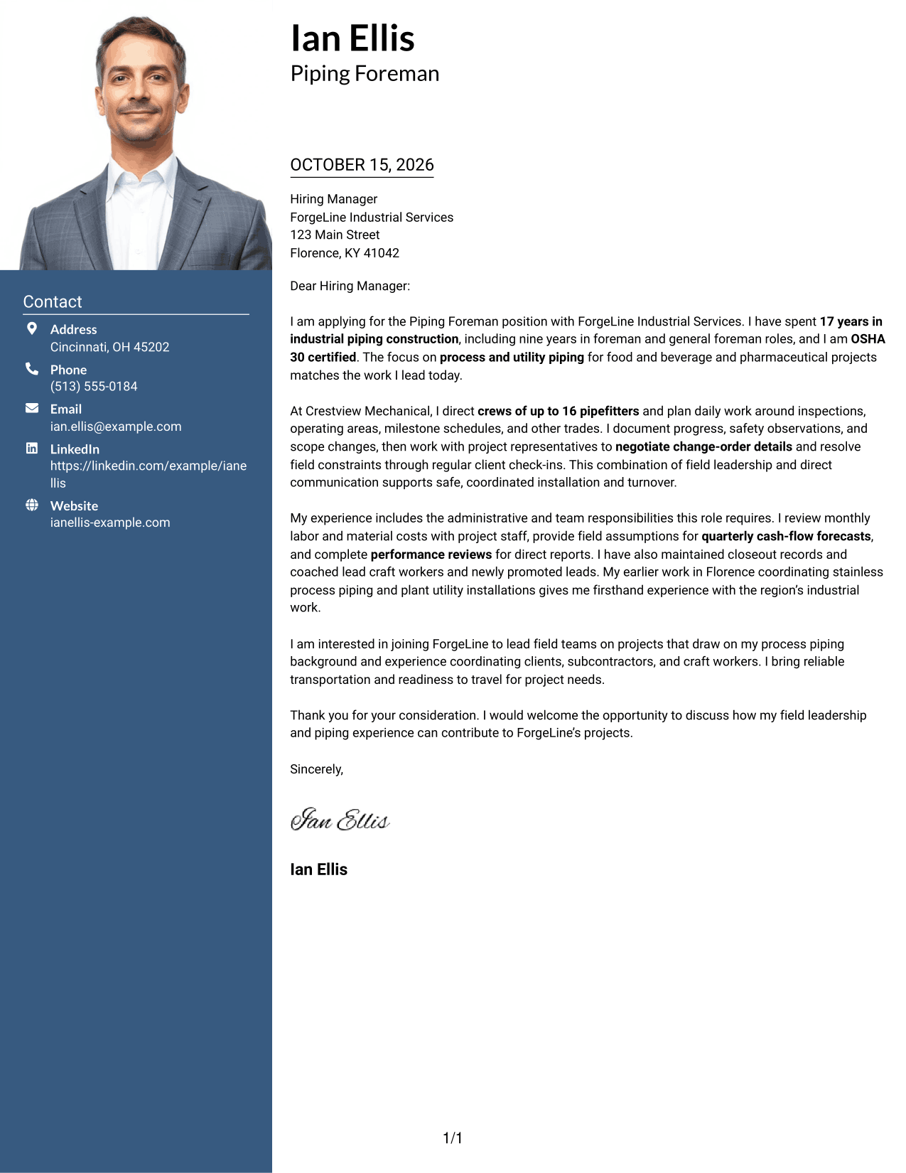 Cover letter example — page 1