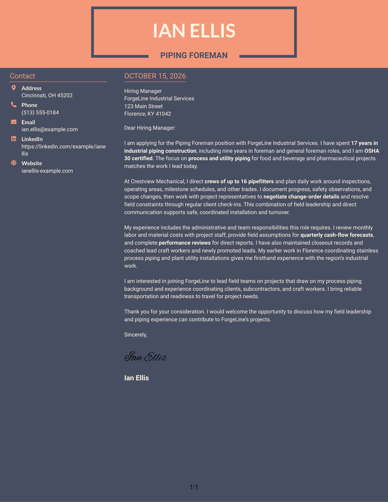 Cover letter example — page 1