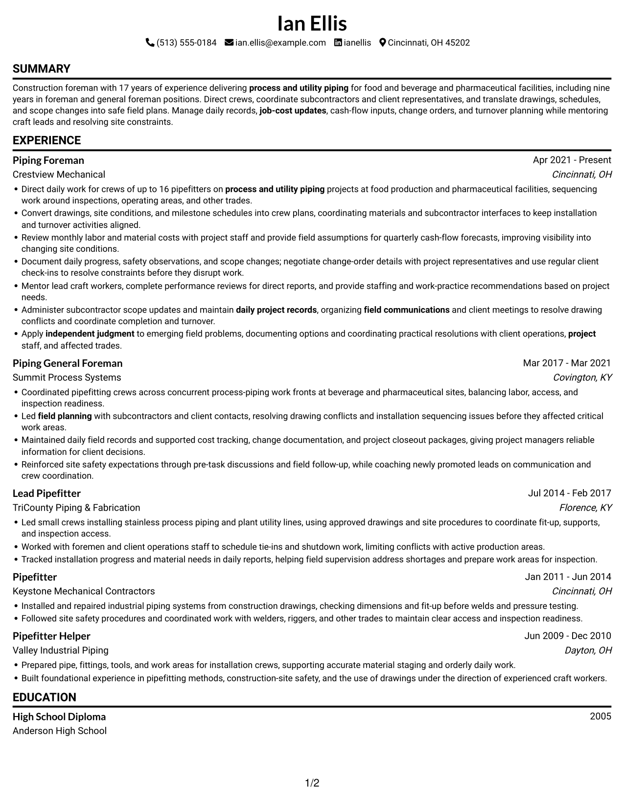 Resume example — page 1