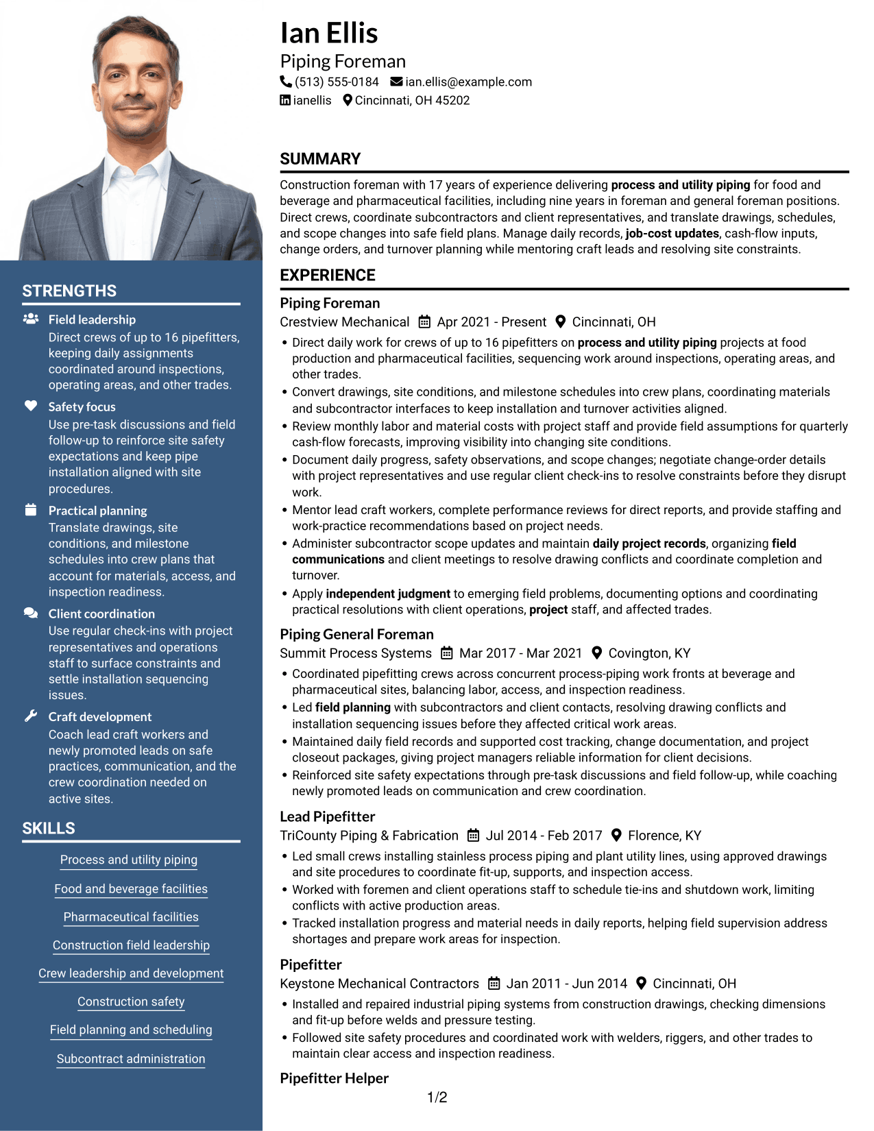 Resume example — page 1