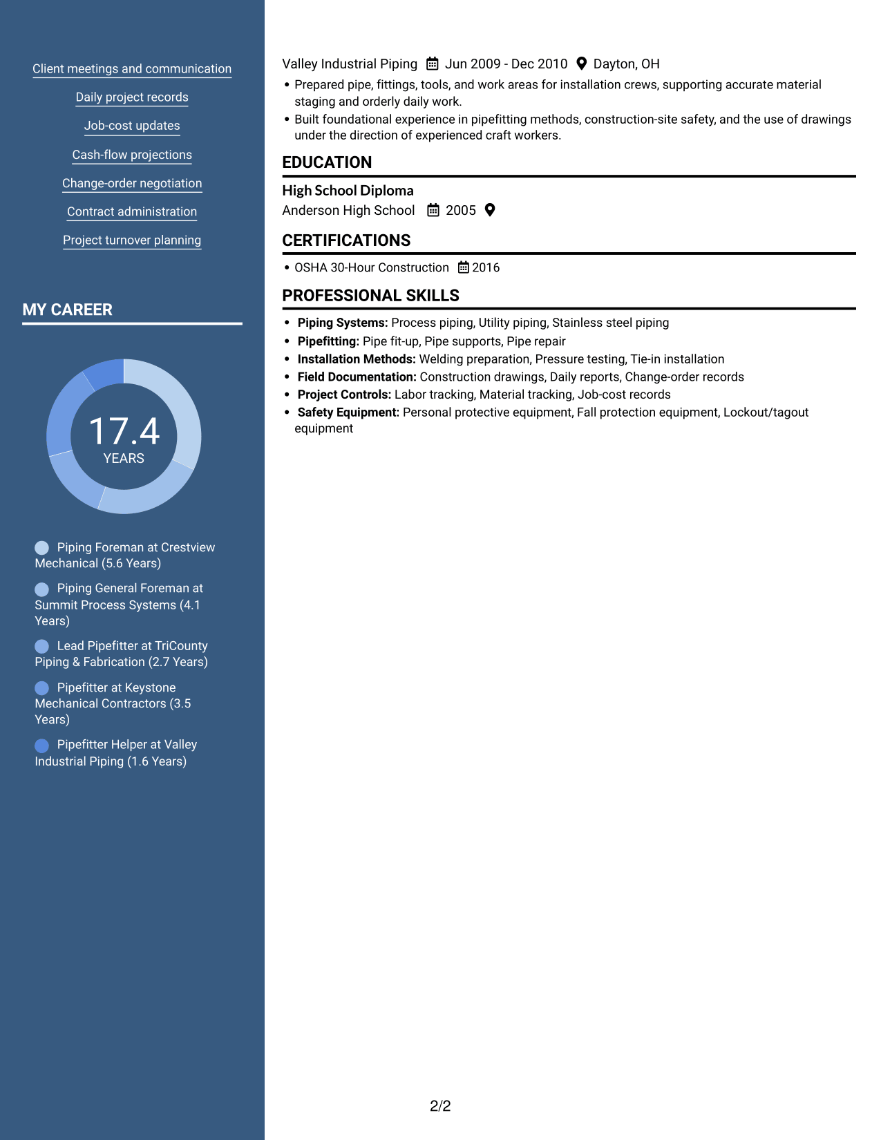 Resume example — page 2
