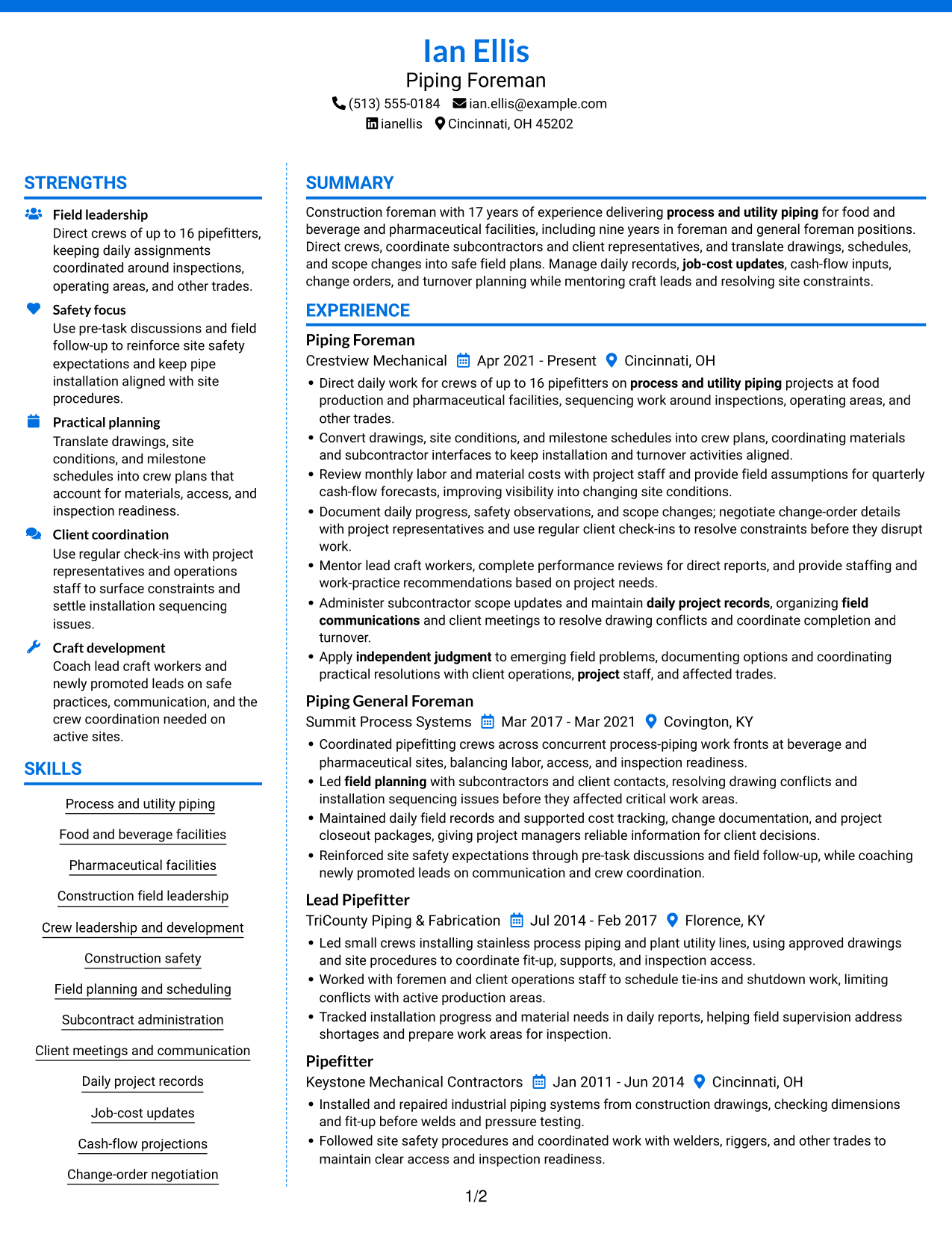 Resume example — page 1