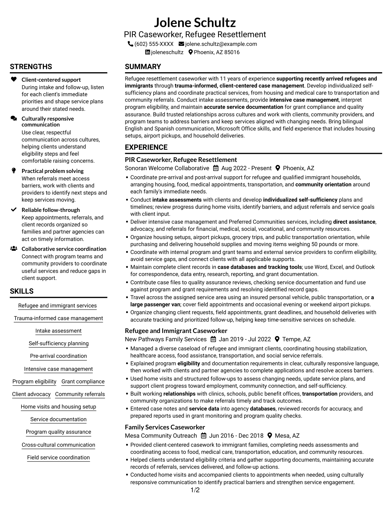 Resume example — page 1