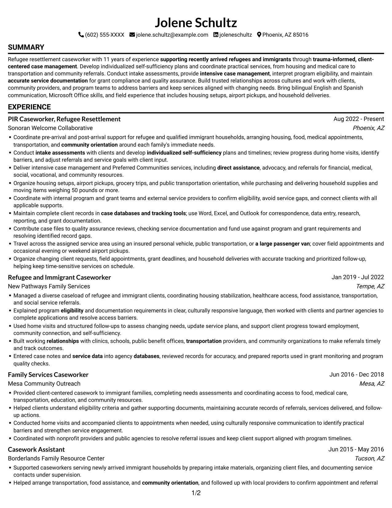 Resume example — page 1