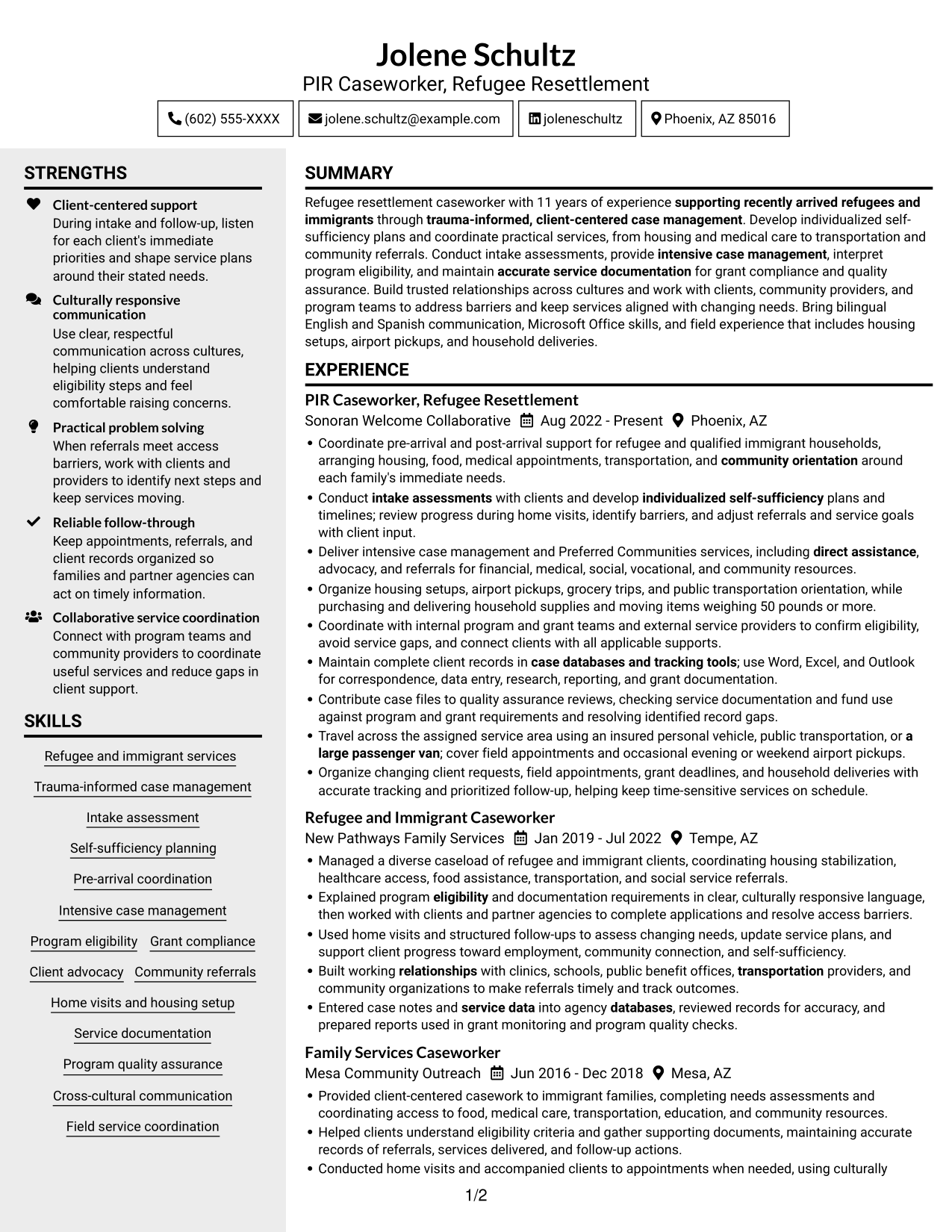 Resume example — page 1
