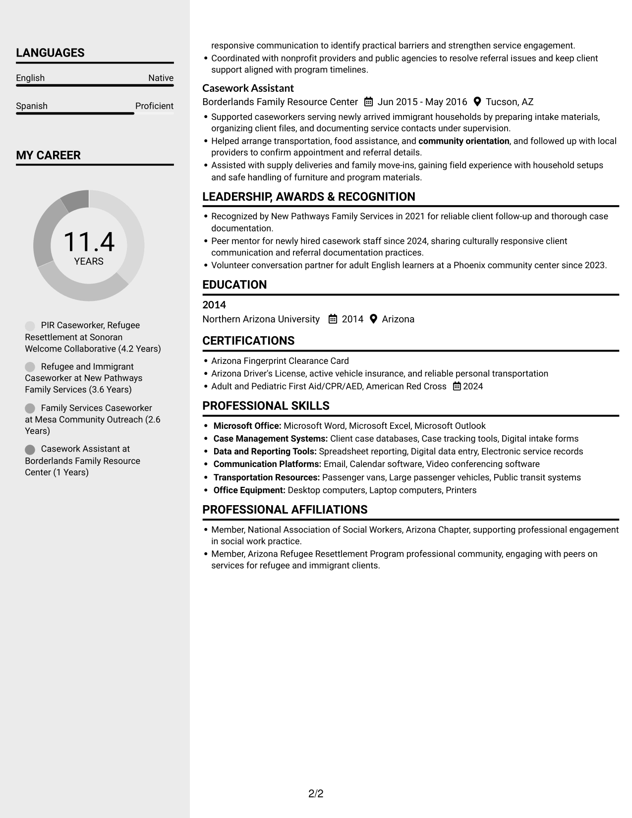 Resume example — page 2