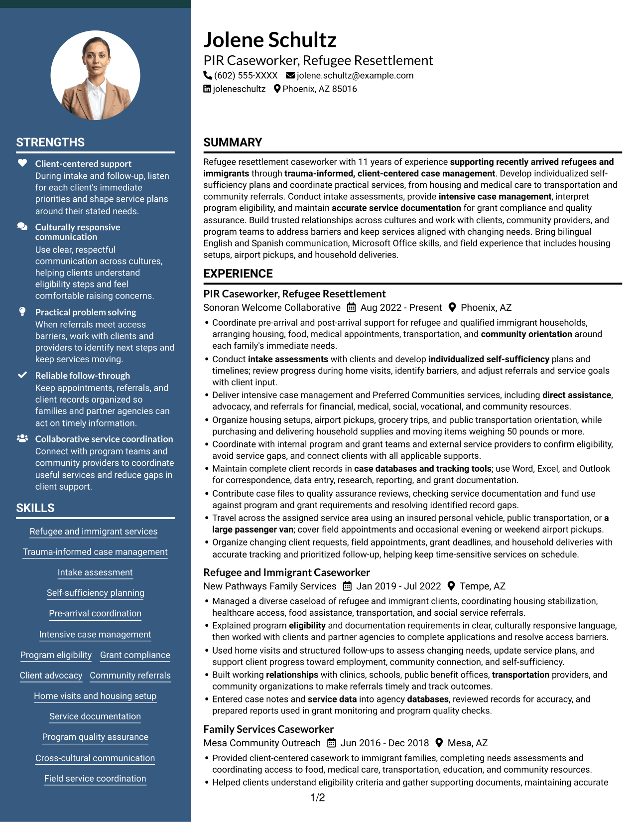 Resume example — page 1