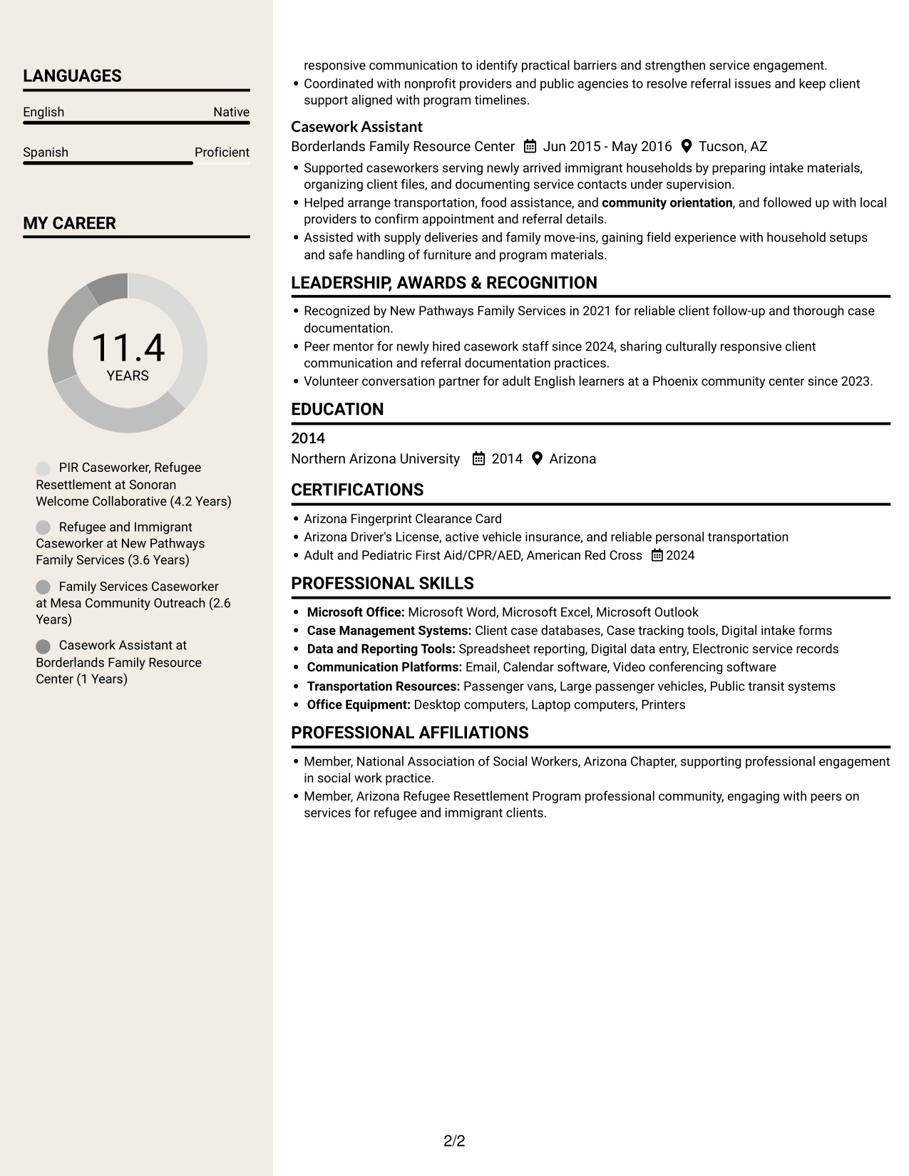 Resume example — page 2