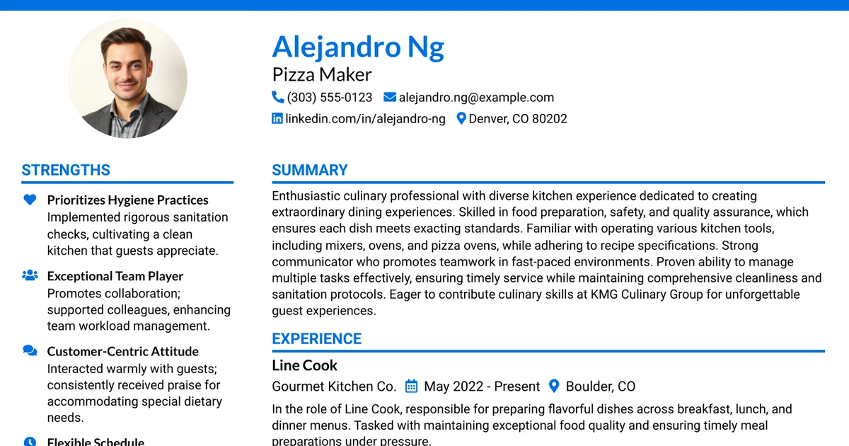 33 Pizza Maker Resume Templates with Example 2026 (ATS-Optimized)