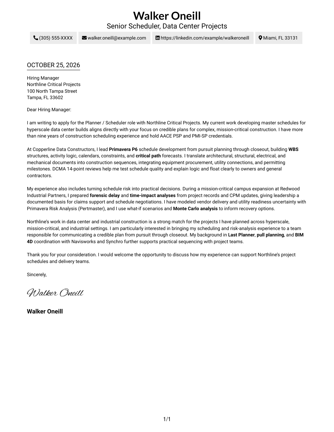 Cover letter example — page 1