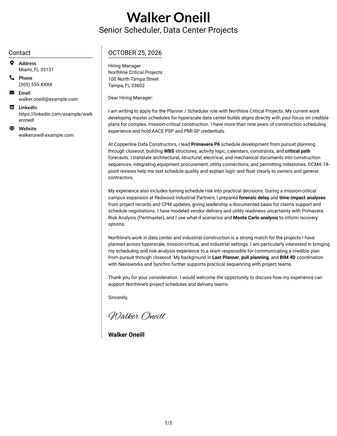Cover letter example — page 1
