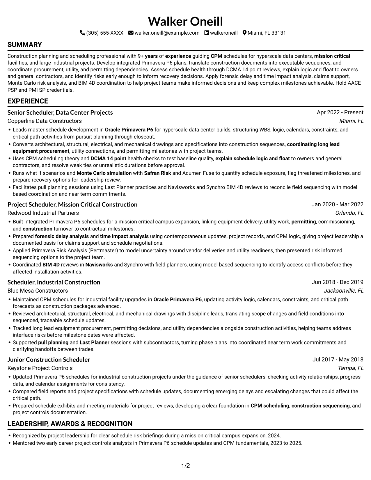 Resume example — page 1