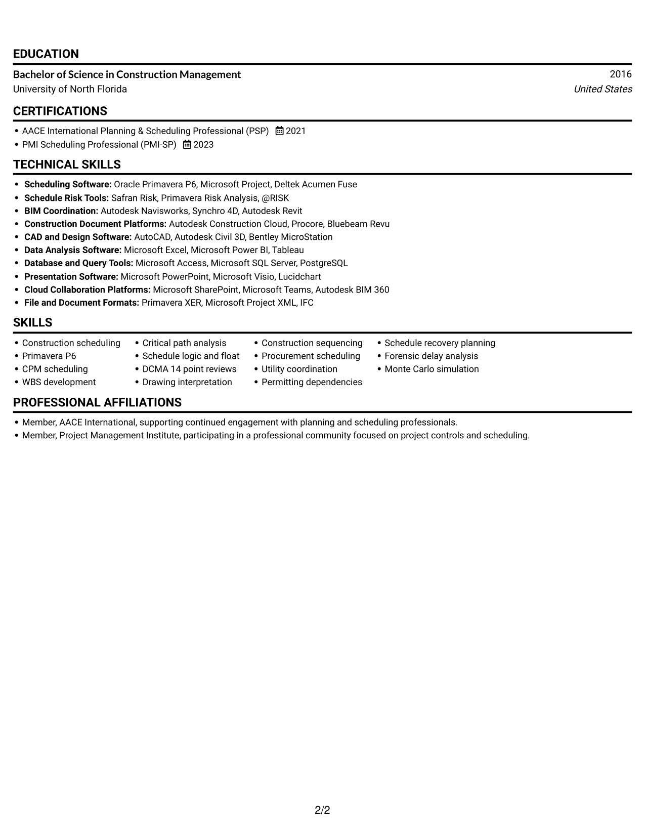 Resume example — page 2