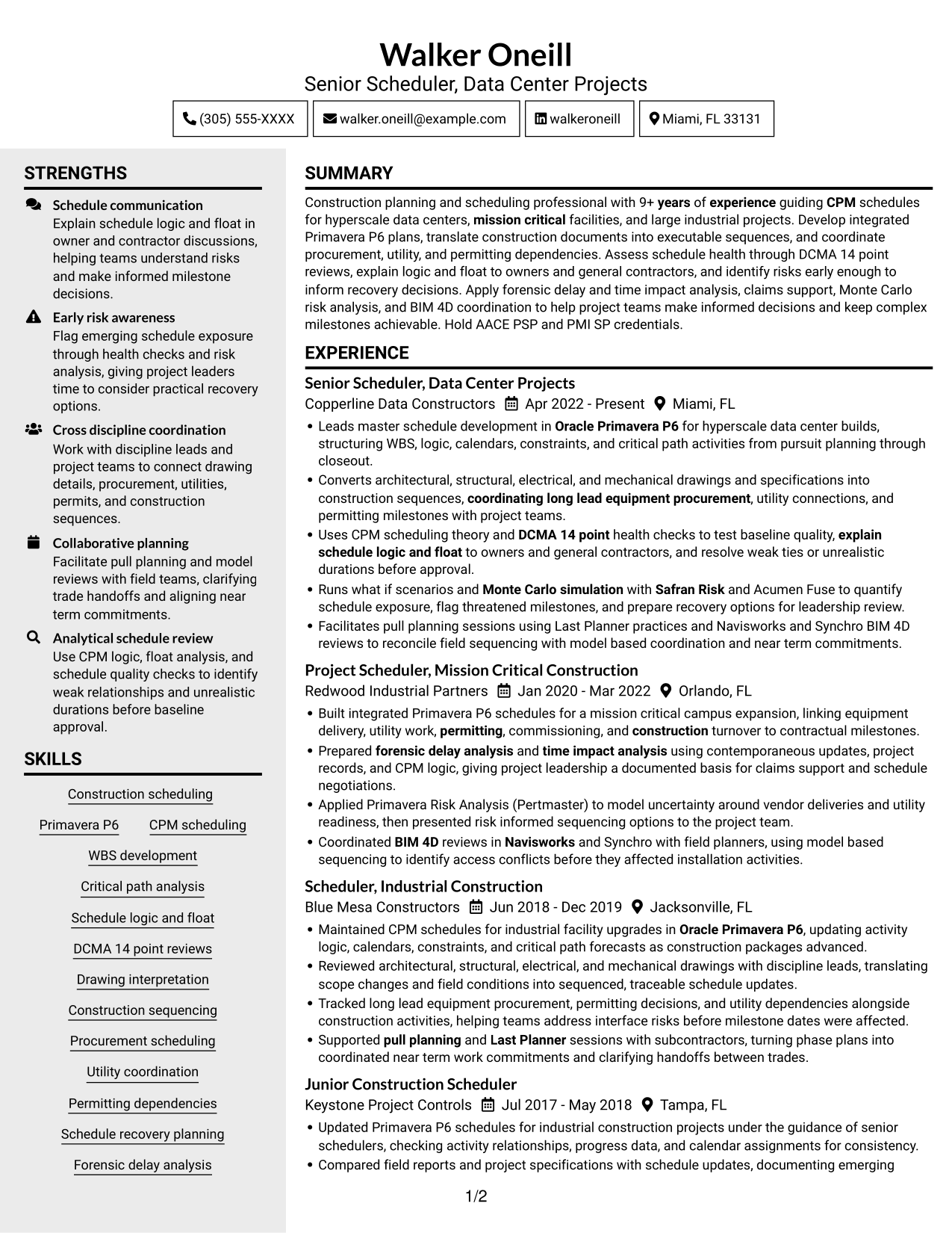 Resume example — page 1