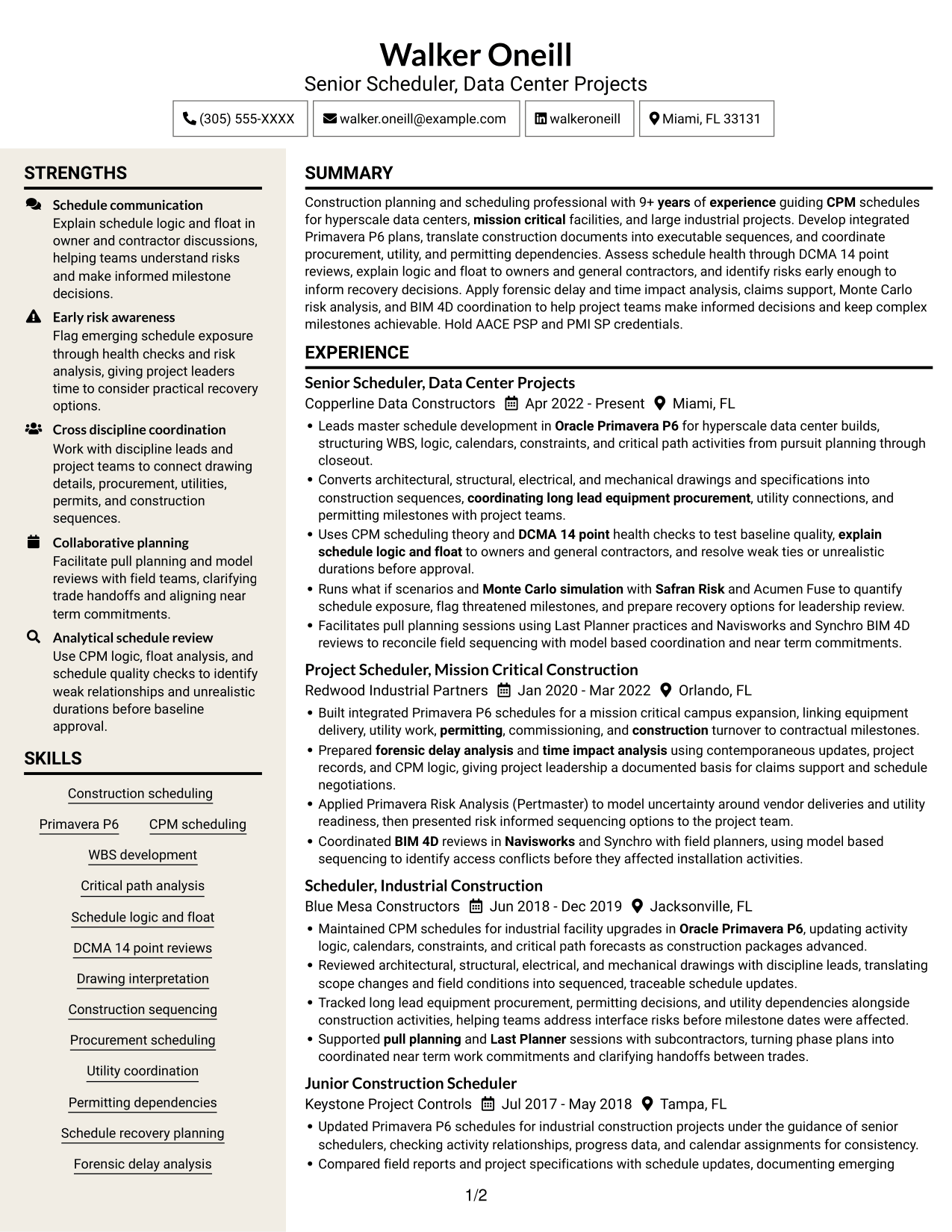Resume example — page 1