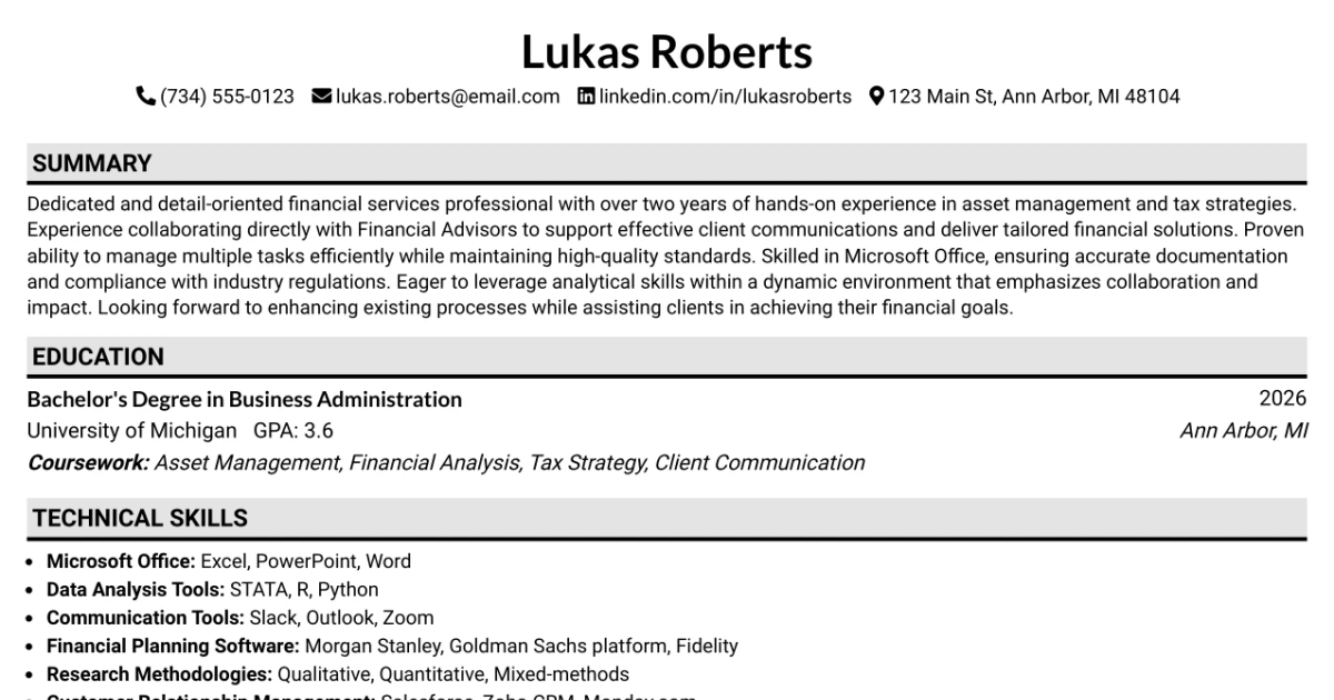 33 Planning Analyst Intern Resume Templates with Example 2026 (ATS-Optimized)