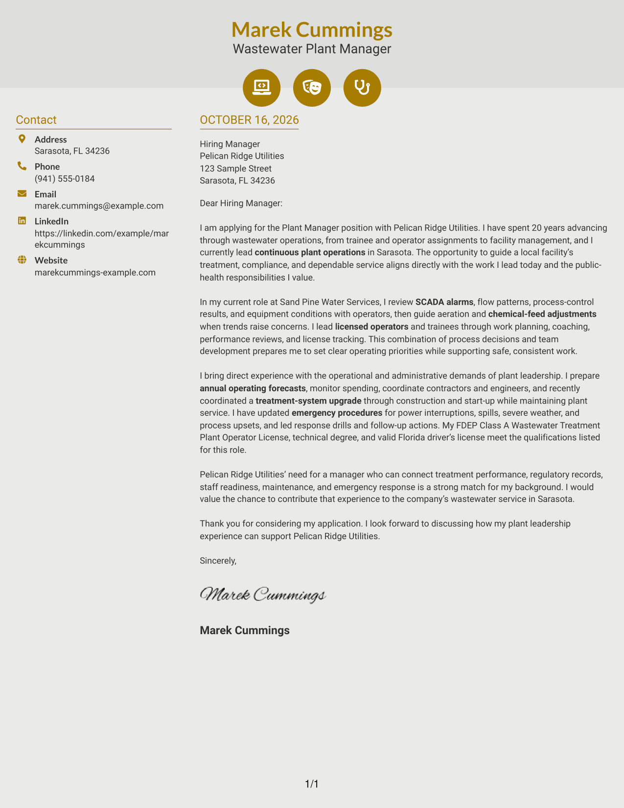 Cover letter example — page 1