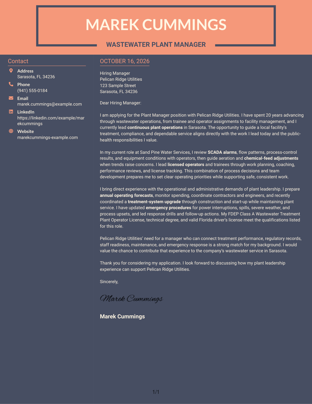 Cover letter example — page 1
