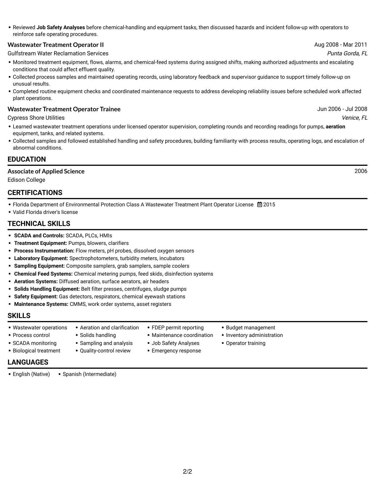 Resume example — page 2