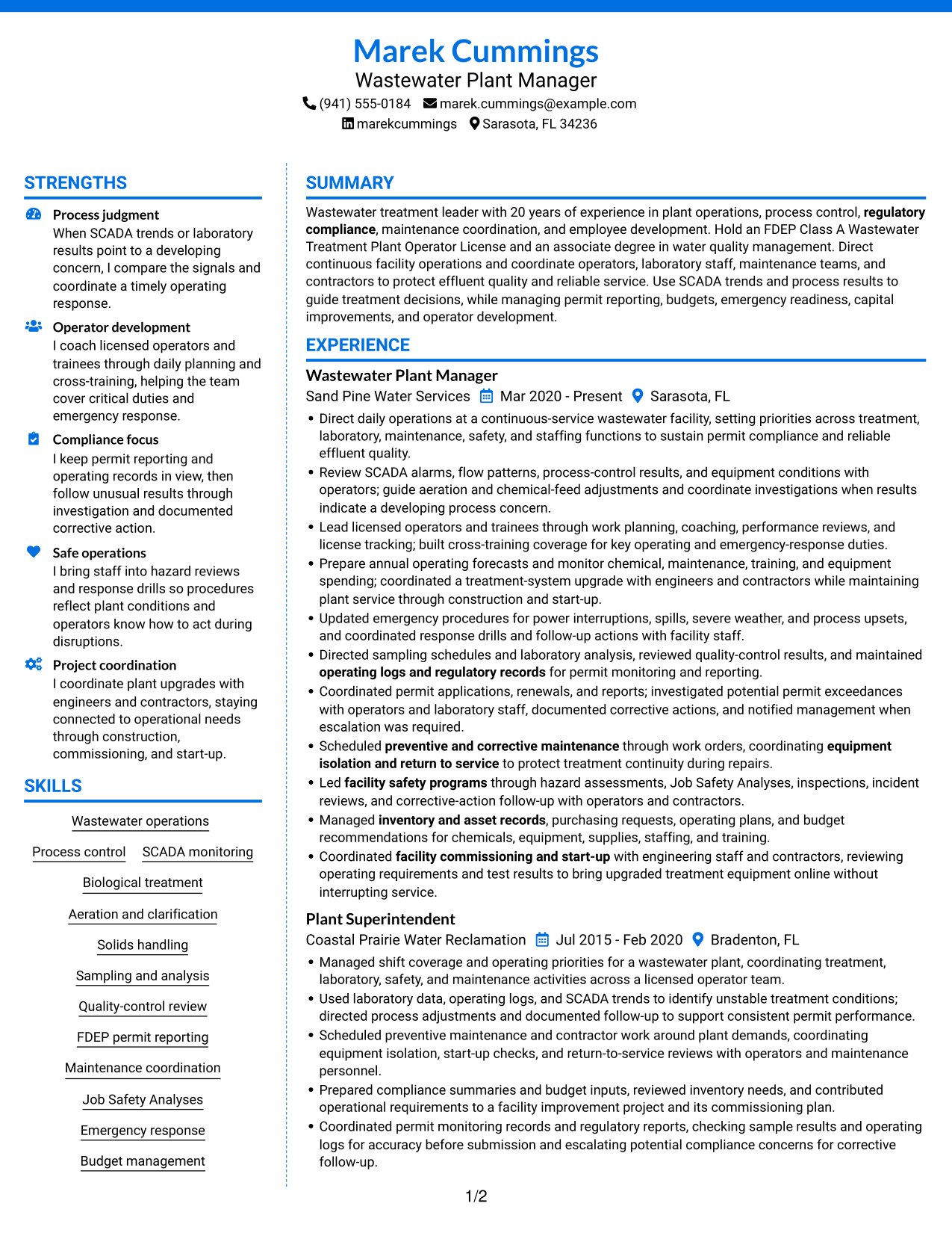 Resume example — page 1