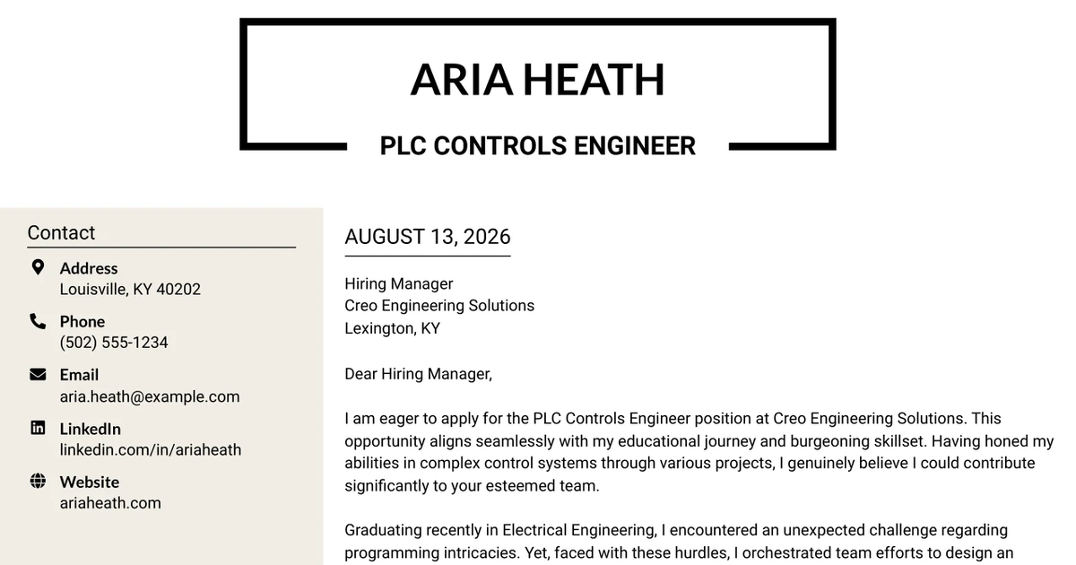 30+ PLC Controls Engineer Cover Letter Templates with Example 2026