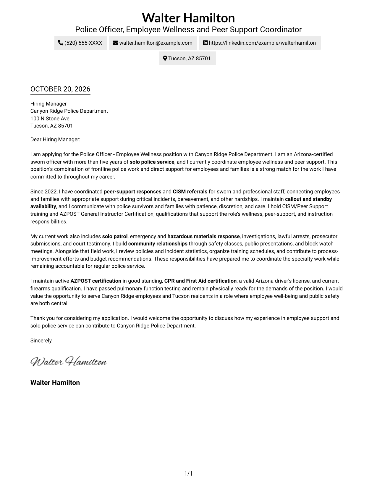 Cover letter example — page 1