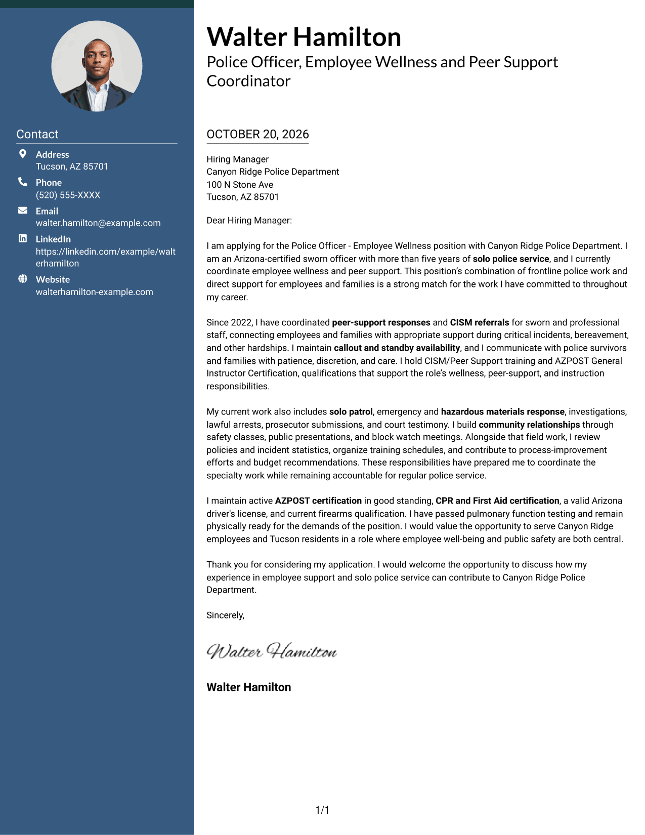 Cover letter example — page 1