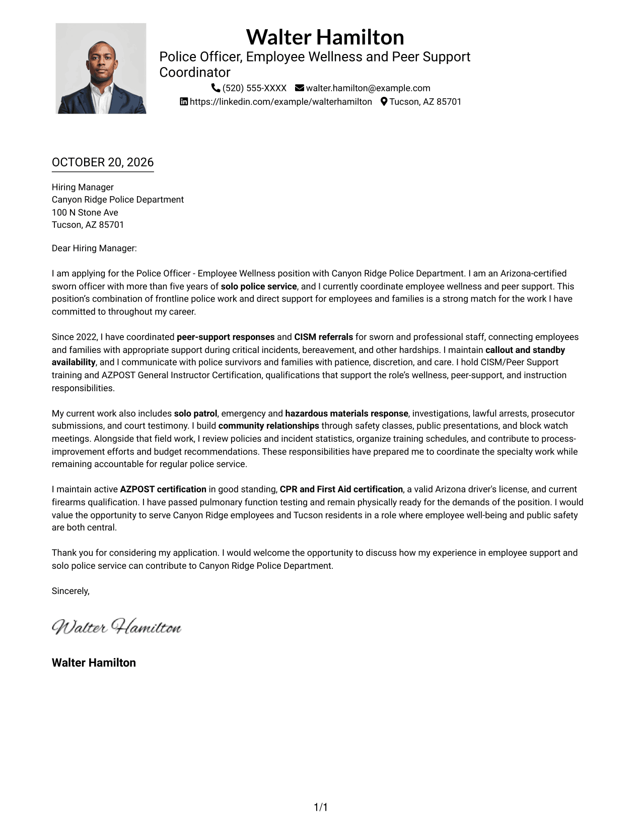 Cover letter example — page 1