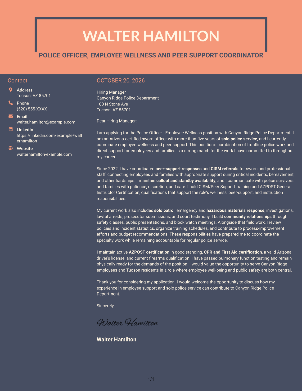 Cover letter example — page 1