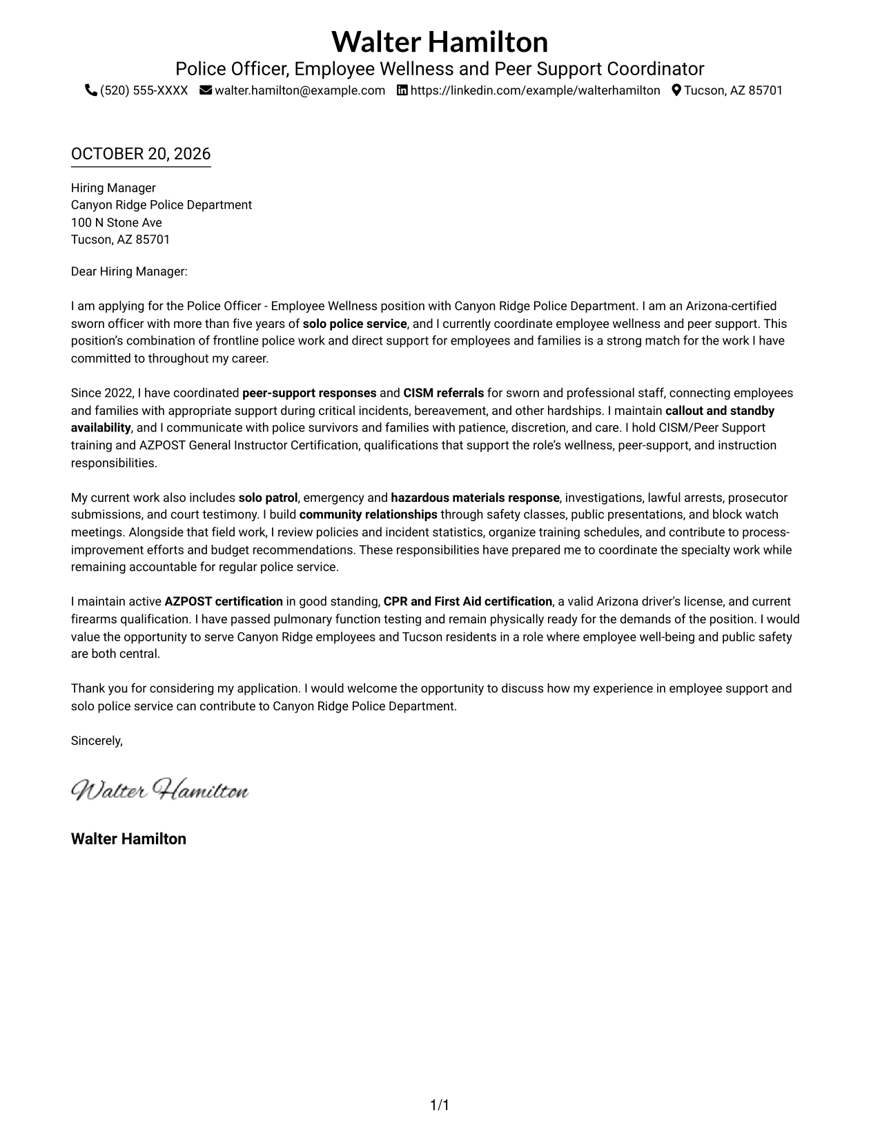 Cover letter example — page 1