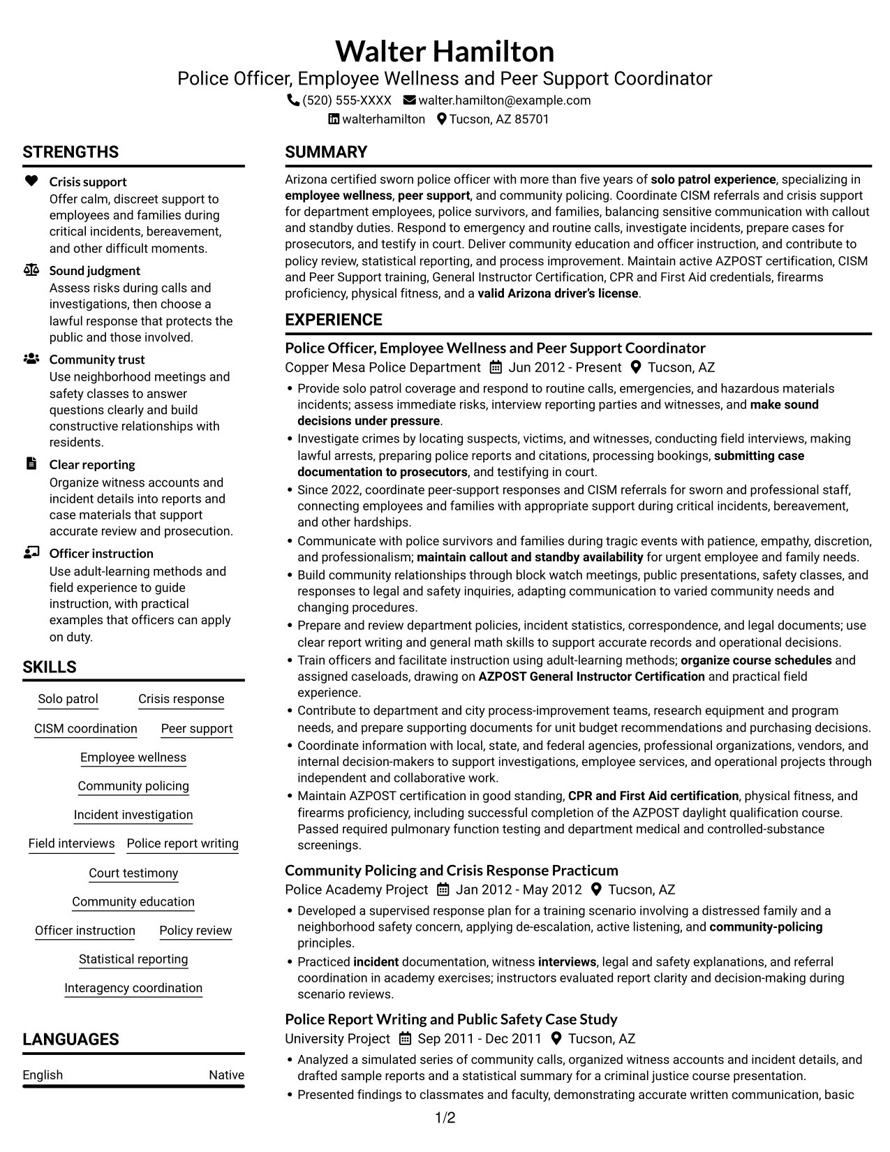 Resume example — page 1