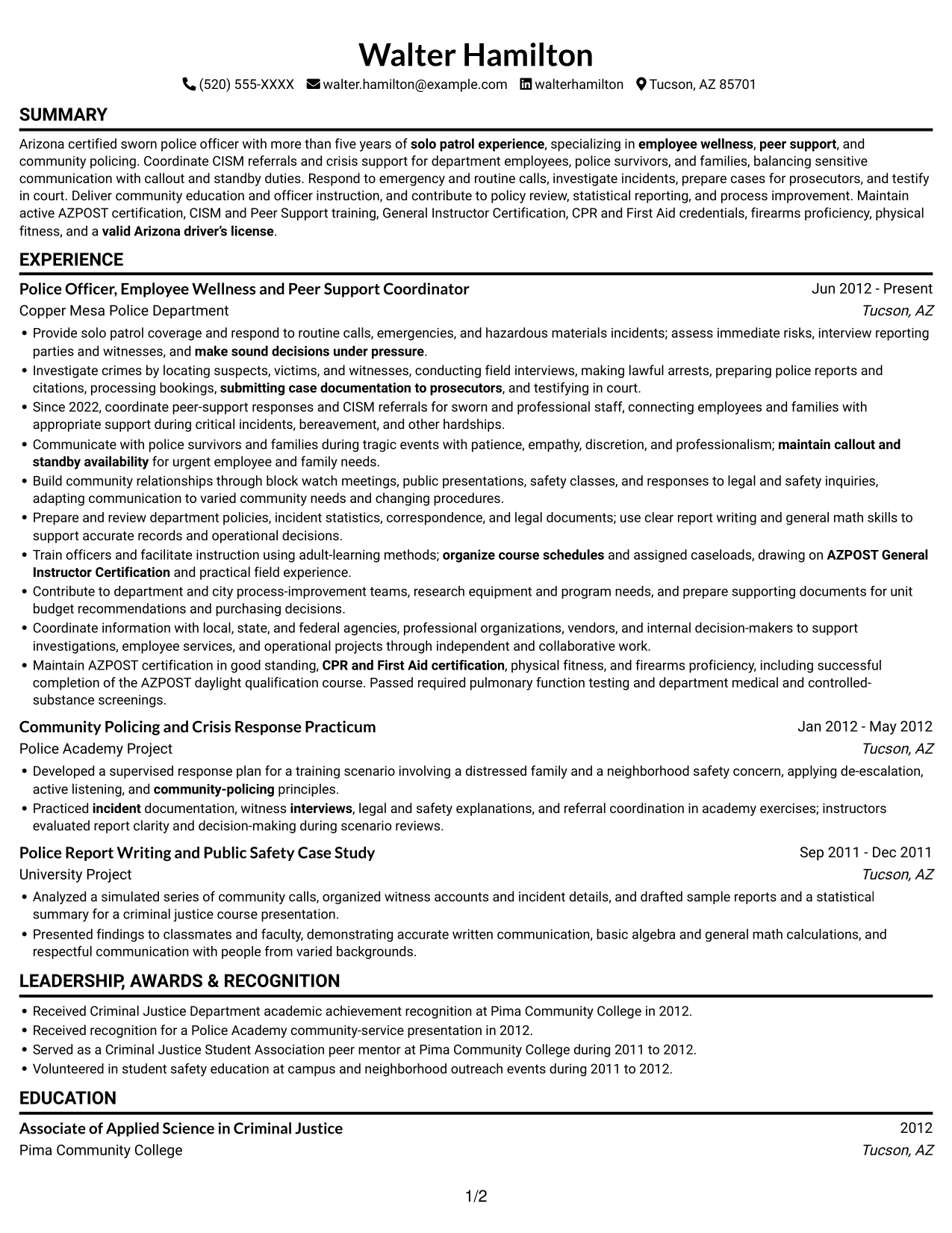 Resume example — page 1