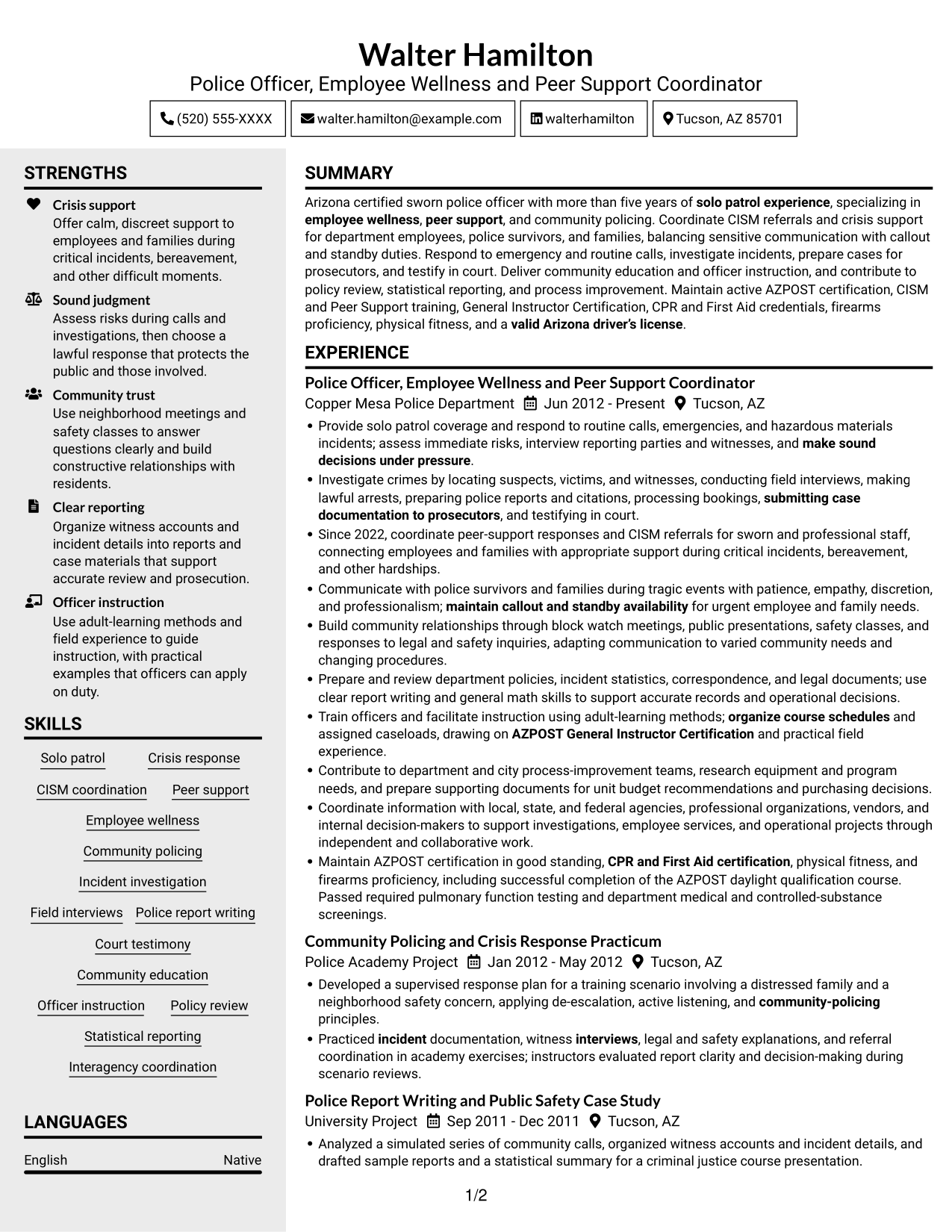 Resume example — page 1