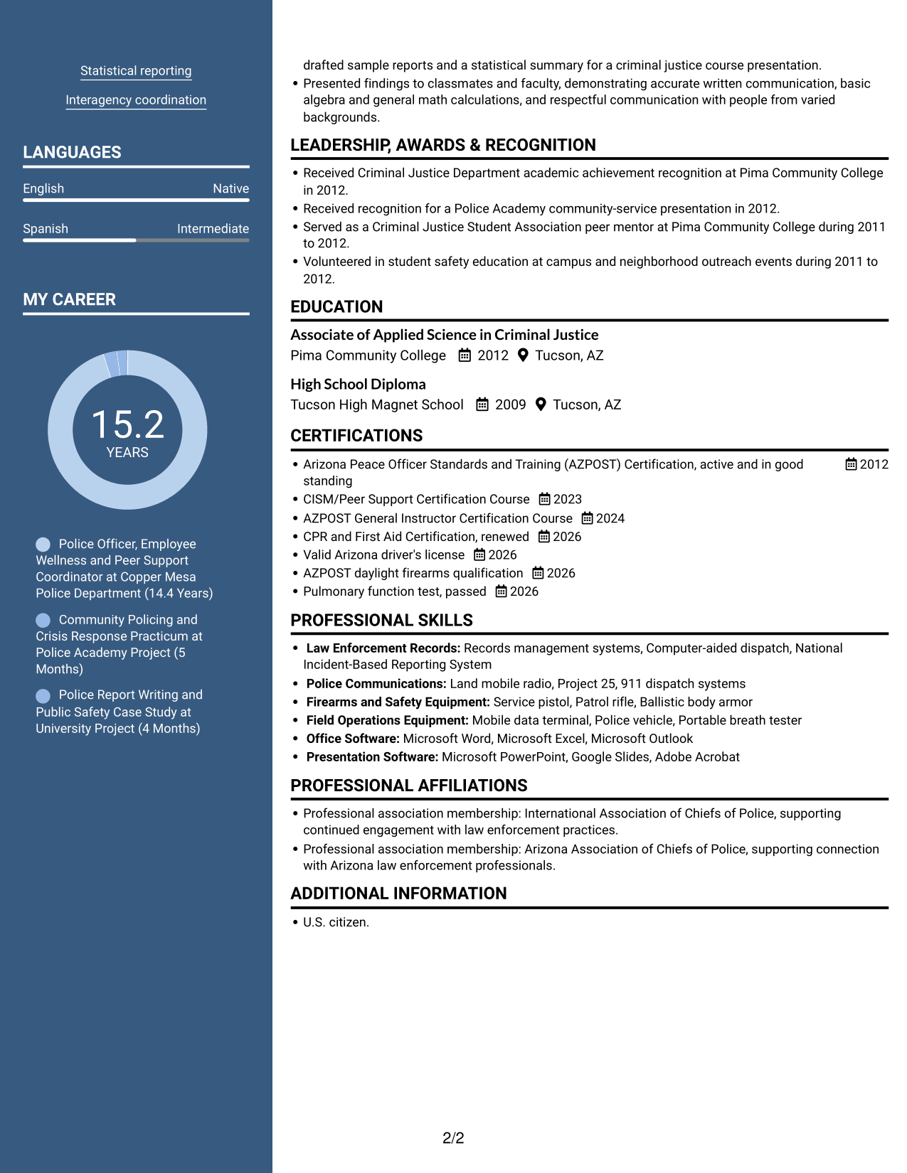 Resume example — page 2