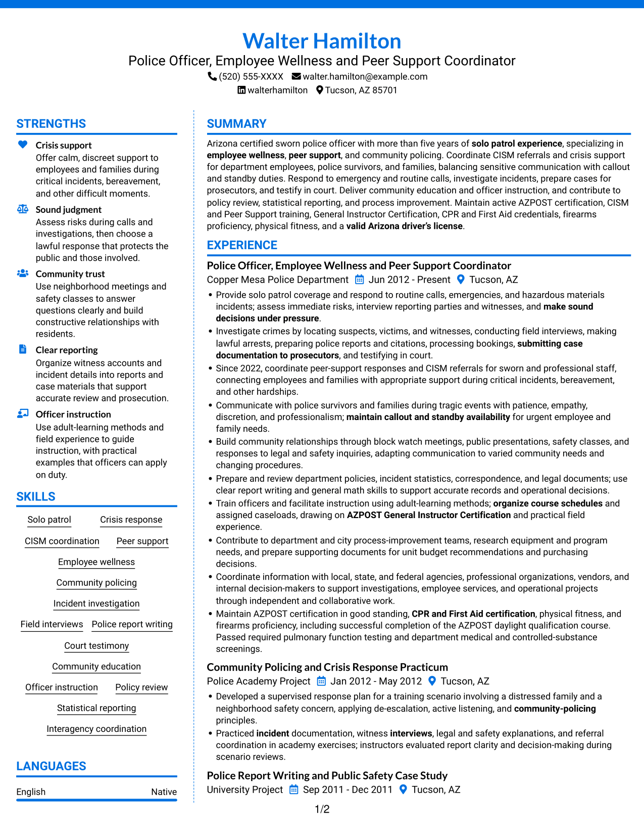 Resume example — page 1