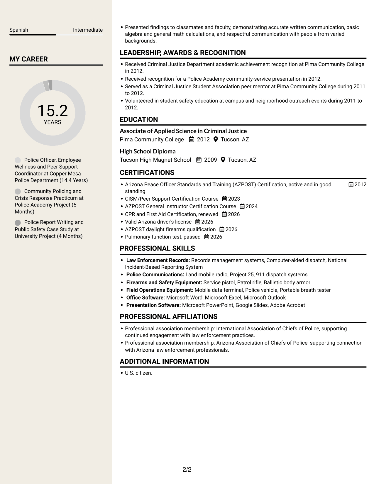 Resume example — page 2