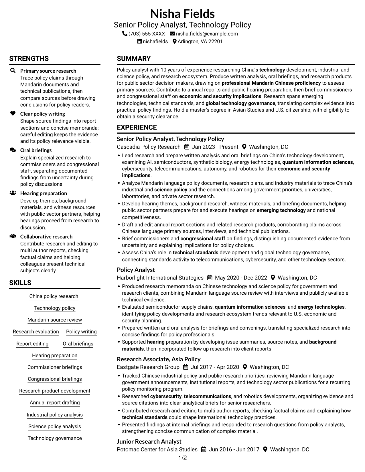 Resume example — page 1