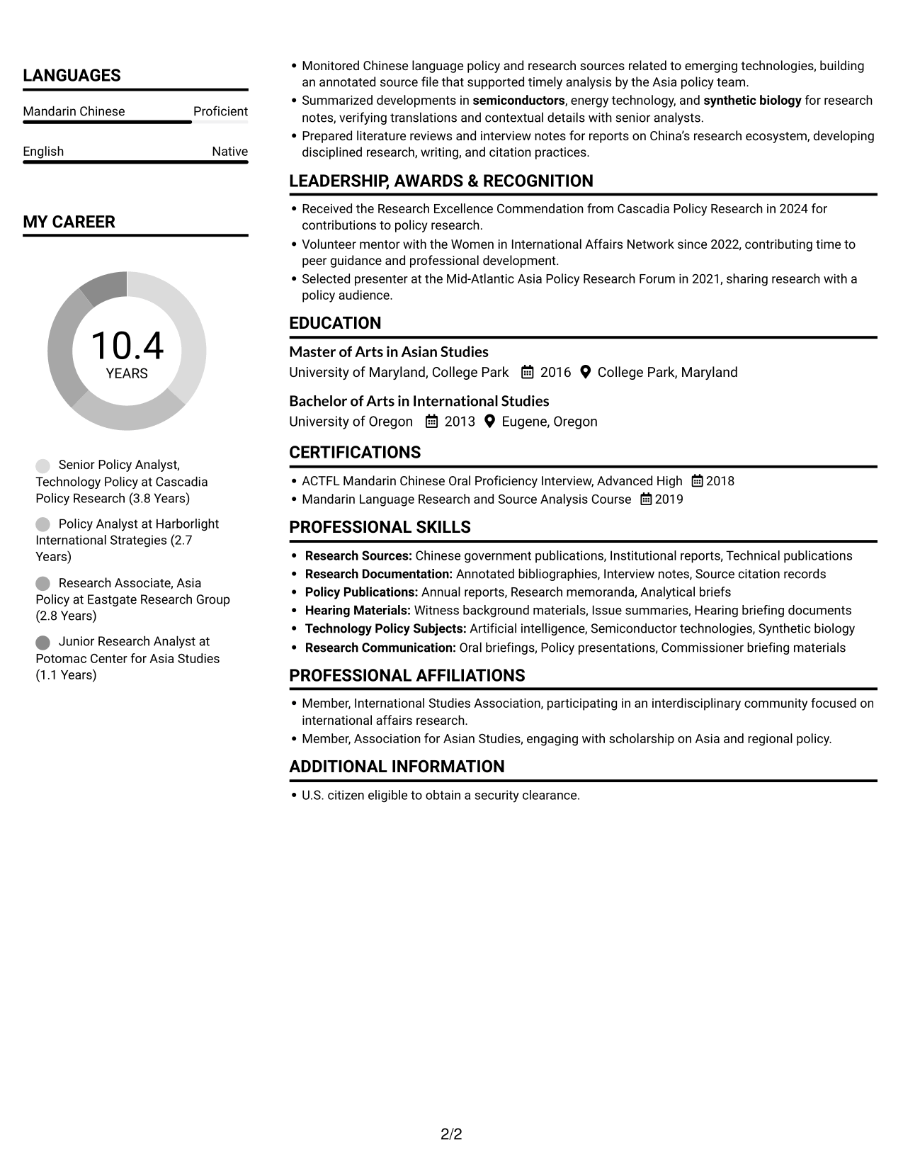 Resume example — page 2