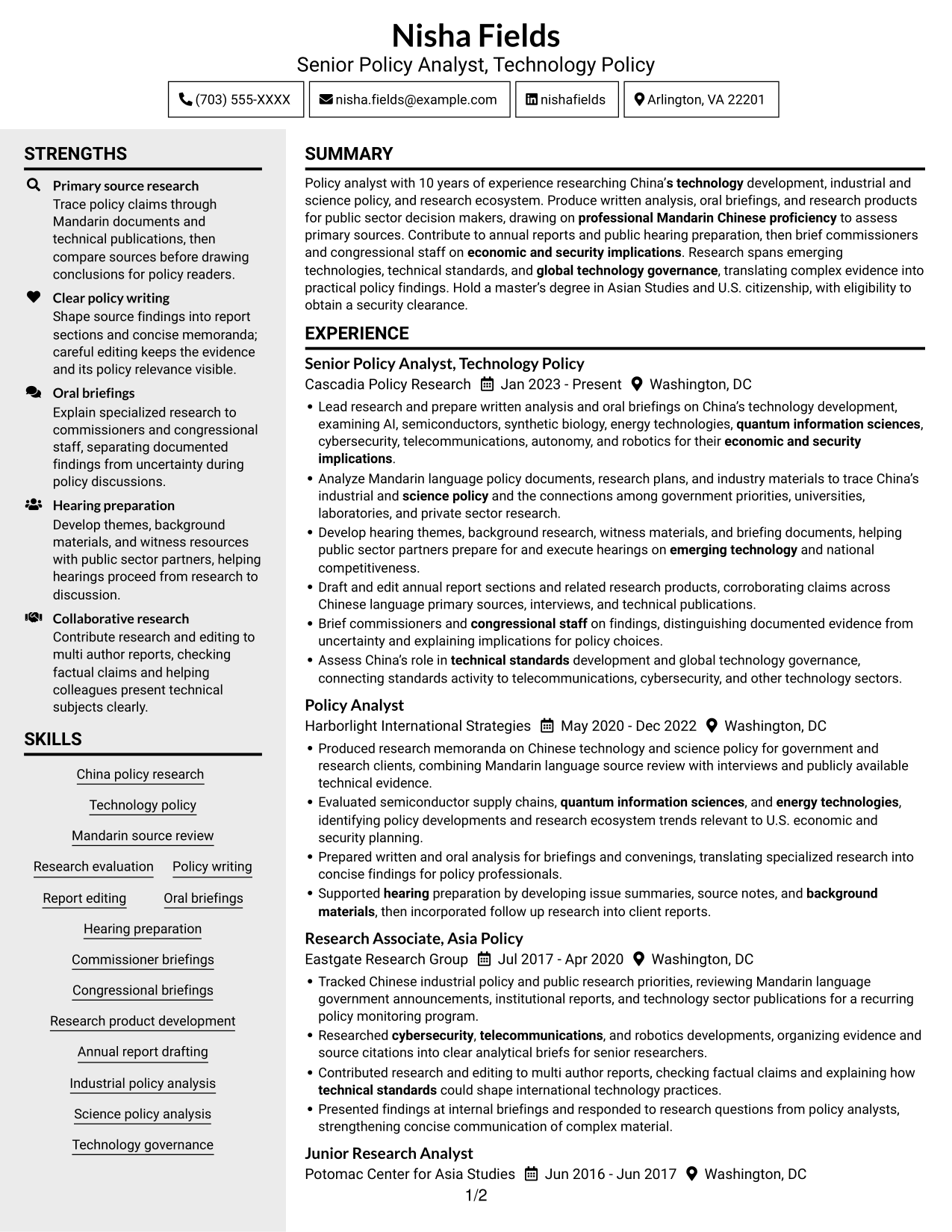 Resume example — page 1